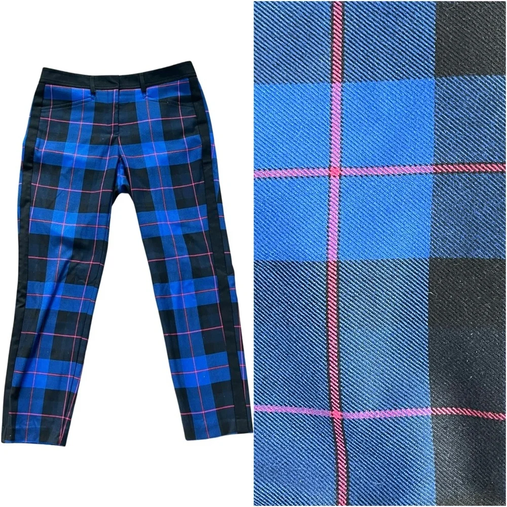 🇨🇦 Y2K Tristan Blue Plaid Pants Low Rise Slim fit Size 9 Emo Alt Punk Indie - Picture 6 of 6